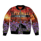 Personalised ANZAC Day Sleeve Zip Bomber Jacket Remembering the Animals of War