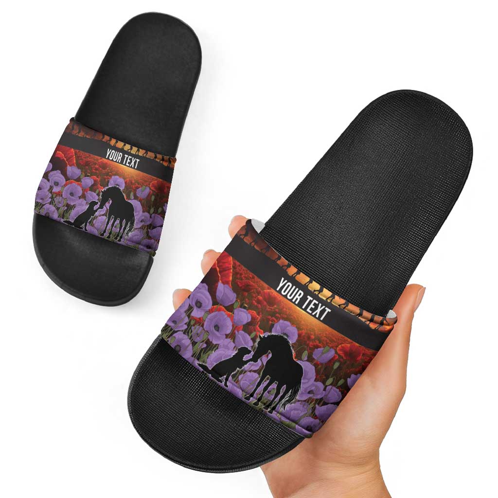 Personalised ANZAC Day Slide Sandals Remembering the Animals of War