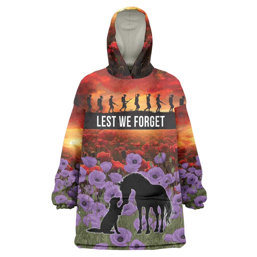 Personalised ANZAC Day Wearable Blanket Hoodie Remembering the Animals of War