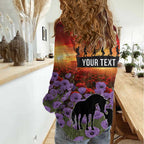 Personalised ANZAC Day Women Casual Shirt Remembering the Animals of War