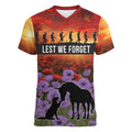 Personalised ANZAC Day Women V-Neck T-Shirt Remembering the Animals of War
