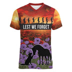 Personalised ANZAC Day Women V-Neck T-Shirt Remembering the Animals of War