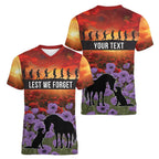 Personalised ANZAC Day Women V-Neck T-Shirt Remembering the Animals of War