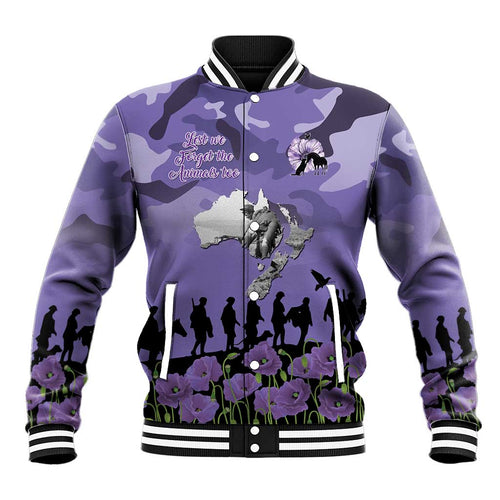 ANZAC Day Baseball Jacket Lest We Forget the Animals Too