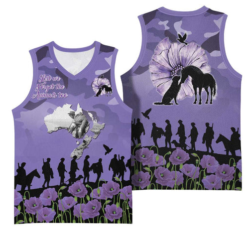 ANZAC Day Basketball Jersey Lest We Forget the Animals Too