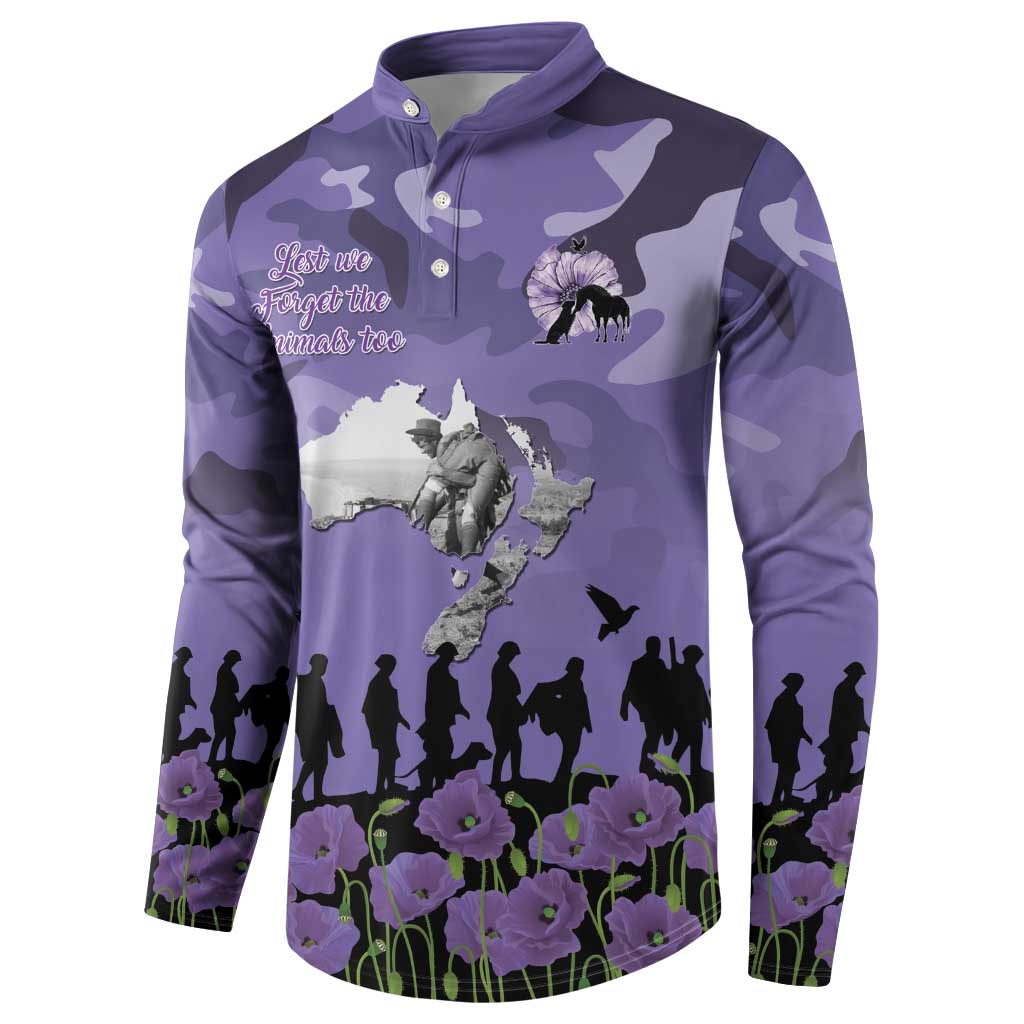 ANZAC Day Button Sweatshirt Lest We Forget the Animals Too
