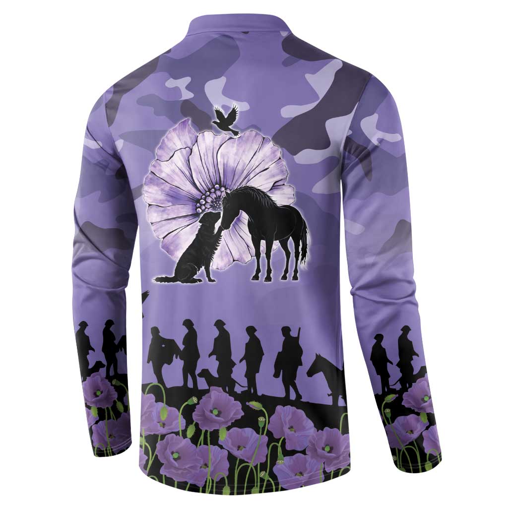 ANZAC Day Button Sweatshirt Lest We Forget the Animals Too