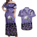 ANZAC Day Couples Matching Off Shoulder Maxi Dress and Hawaiian Shirt Lest We Forget the Animals Too