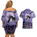 ANZAC Day Couples Matching Off Shoulder Short Dress and Hawaiian Shirt Lest We Forget the Animals Too