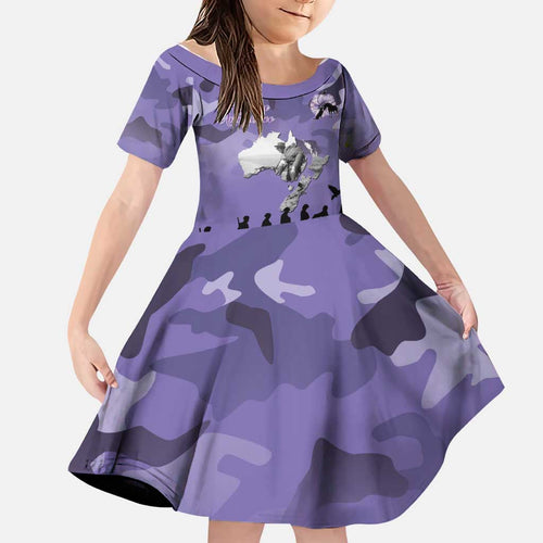 ANZAC Day Family Matching Off The Shoulder Long Sleeve Dress and Hawaiian Shirt Lest We Forget the Animals Too