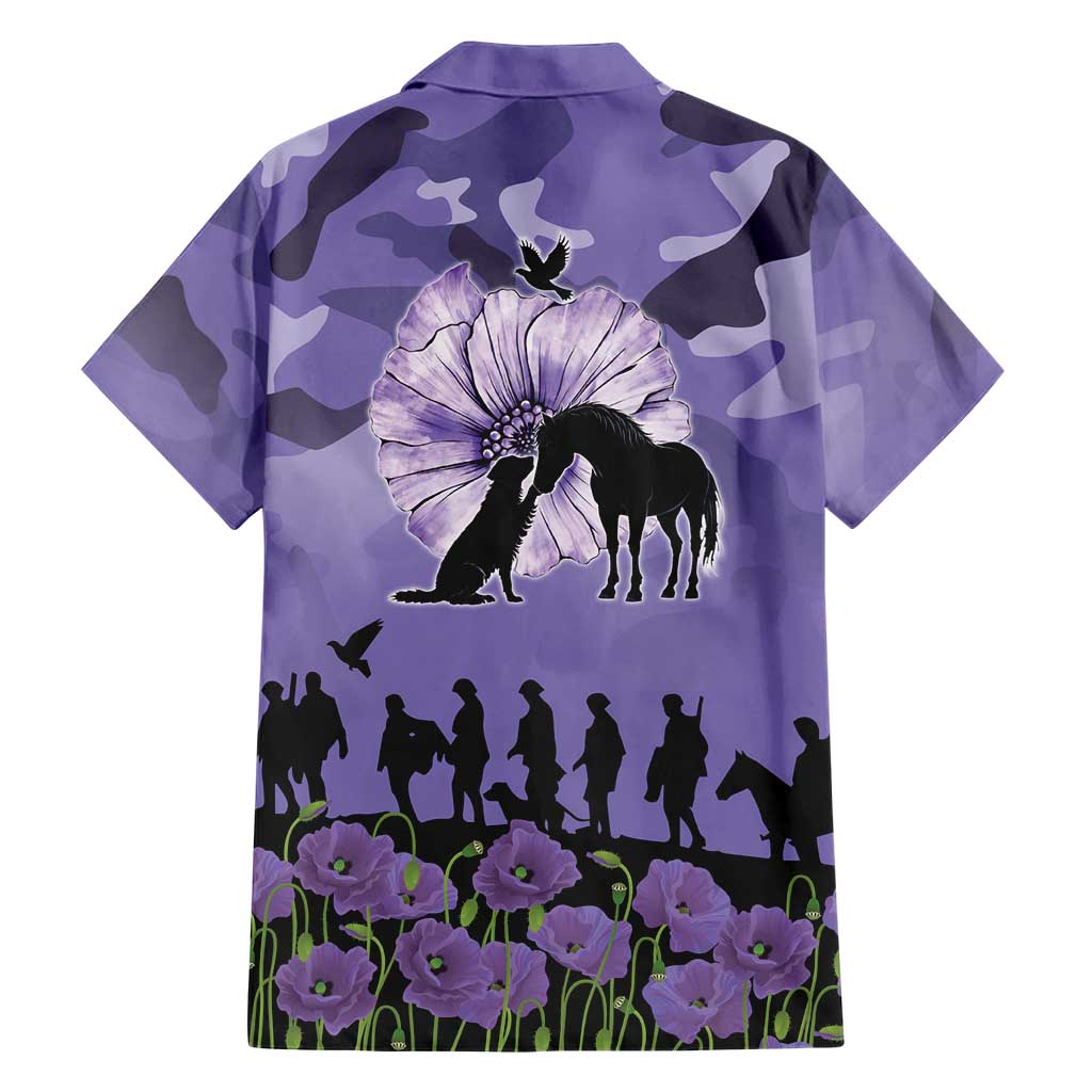 ANZAC Day Family Matching Off Shoulder Short Dress and Hawaiian Shirt Lest We Forget the Animals Too