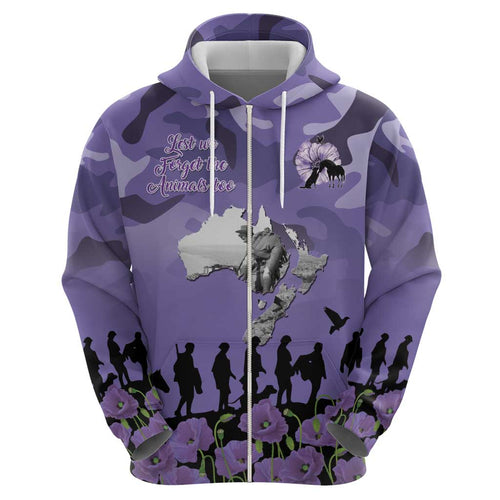 ANZAC Day Hoodie Lest We Forget the Animals Too