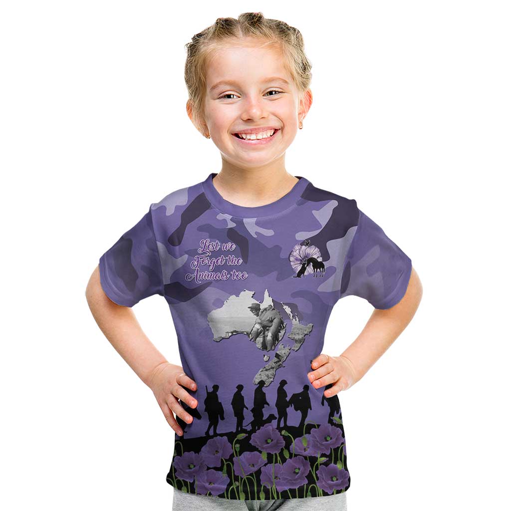 ANZAC Day Kid T Shirt Lest We Forget the Animals Too