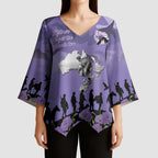 ANZAC Day Kimono Sleeve Blouse Lest We Forget the Animals Too