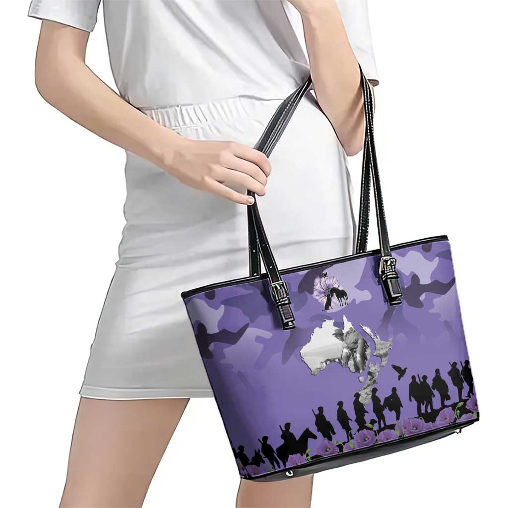 ANZAC Day Leather Tote Bag Lest We Forget the Animals Too