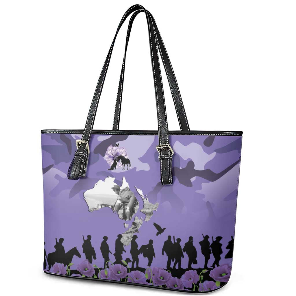 ANZAC Day Leather Tote Bag Lest We Forget the Animals Too