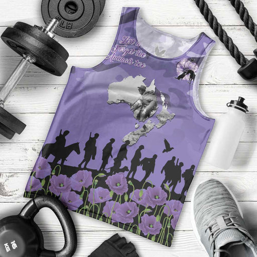 ANZAC Day Men Tank Top Lest We Forget the Animals Too