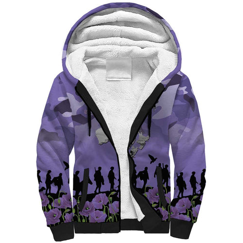 ANZAC Day Sherpa Hoodie Lest We Forget the Animals Too