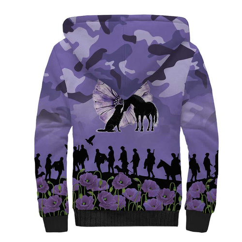 ANZAC Day Sherpa Hoodie Lest We Forget the Animals Too