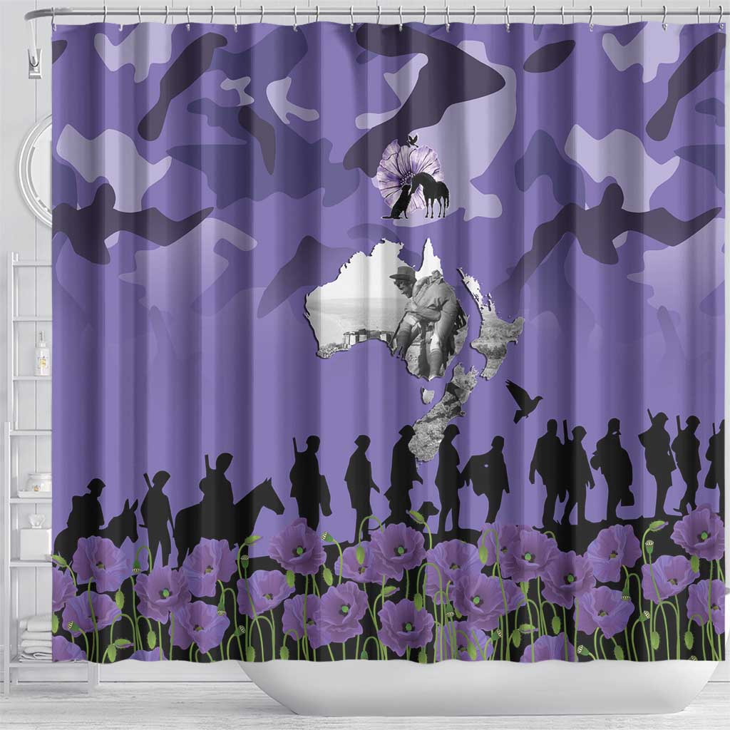 ANZAC Day Shower Curtain Lest We Forget the Animals Too