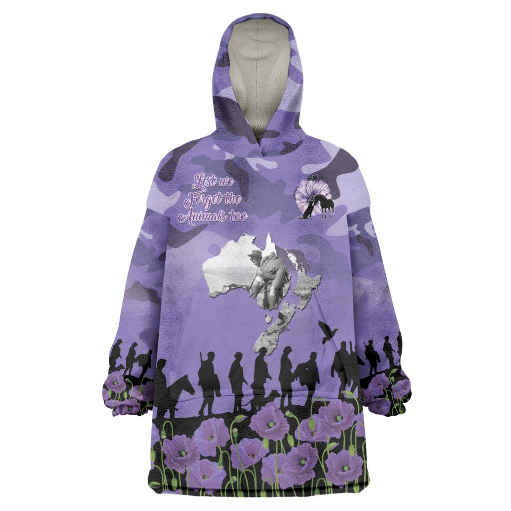 ANZAC Day Wearable Blanket Hoodie Lest We Forget the Animals Too
