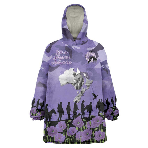 ANZAC Day Wearable Blanket Hoodie Lest We Forget the Animals Too