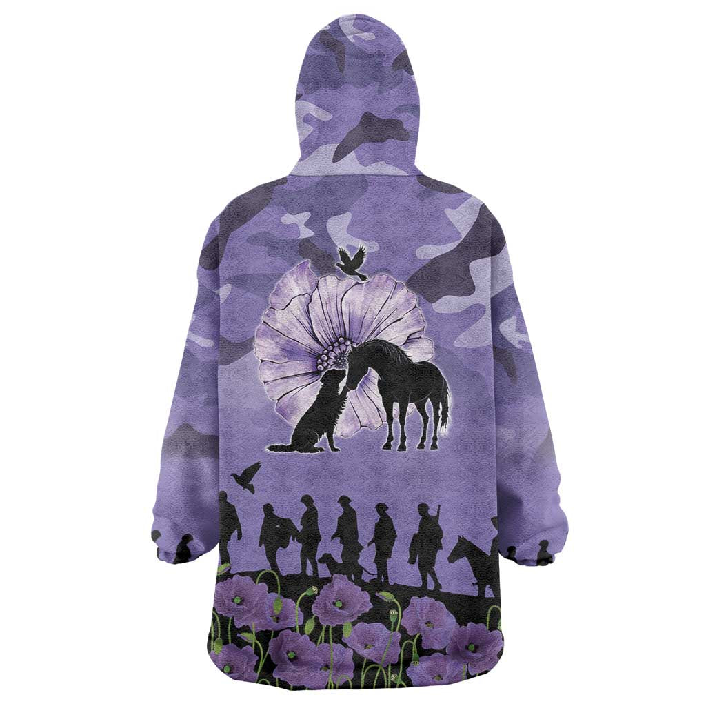 ANZAC Day Wearable Blanket Hoodie Lest We Forget the Animals Too