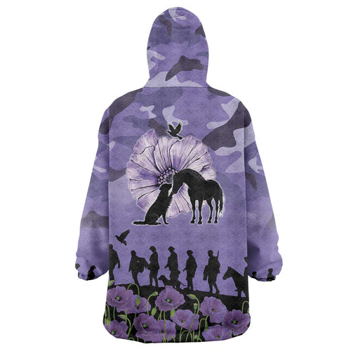 ANZAC Day Wearable Blanket Hoodie Lest We Forget the Animals Too