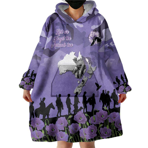 ANZAC Day Wearable Blanket Hoodie Lest We Forget the Animals Too