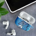 Torres Strait Islander Dhari Stingray AirPods Case Aboriginal Dot Art Blue Pastel Style