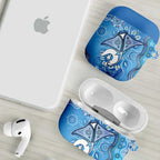 Torres Strait Islander Dhari Stingray AirPods Case Aboriginal Dot Art Blue Pastel Style