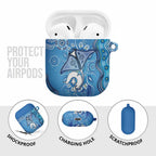 Torres Strait Islander Dhari Stingray AirPods Case Aboriginal Dot Art Blue Pastel Style