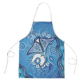 Torres Strait Islander Dhari Stingray Apron Aboriginal Dot Art Blue Pastel Style
