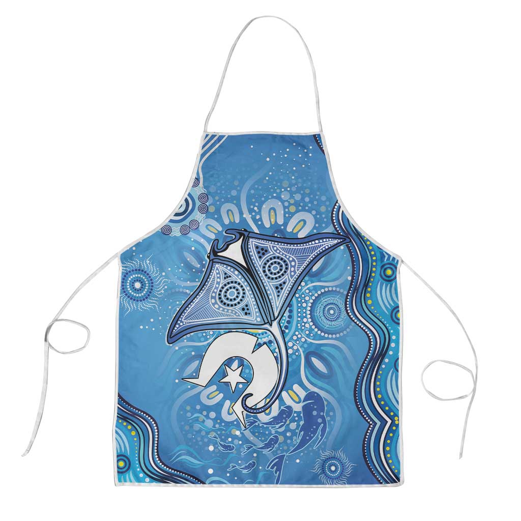 Torres Strait Islander Dhari Stingray Apron Aboriginal Dot Art Blue Pastel Style