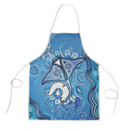 Torres Strait Islander Dhari Stingray Apron Aboriginal Dot Art Blue Pastel Style