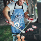 Torres Strait Islander Dhari Stingray Apron Aboriginal Dot Art Blue Pastel Style