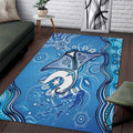 Torres Strait Islander Dhari Stingray Area Rug Aboriginal Dot Art Blue Pastel Style