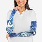 Torres Strait Islander Dhari Stingray Arm Sleeves Aboriginal Dot Art Blue Pastel Style