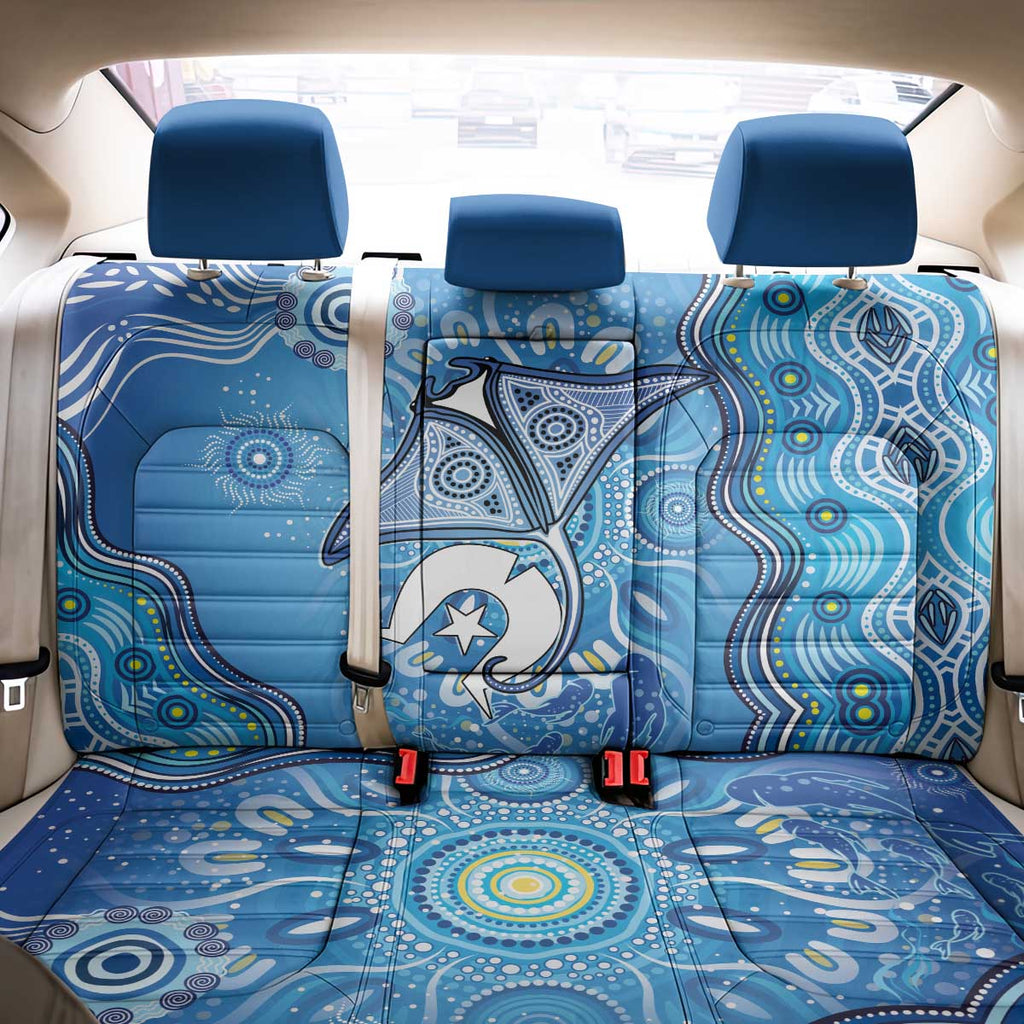 Torres Strait Islander Dhari Stingray Back Car Seat Cover Aboriginal Dot Art Blue Pastel Style
