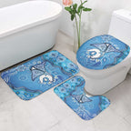 Torres Strait Islander Dhari Stingray Bathroom Set Aboriginal Dot Art Blue Pastel Style