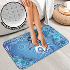 Torres Strait Islander Dhari Stingray Bathroom Set Aboriginal Dot Art Blue Pastel Style