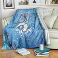 Torres Strait Islander Dhari Stingray Blanket Aboriginal Dot Art Blue Pastel Style