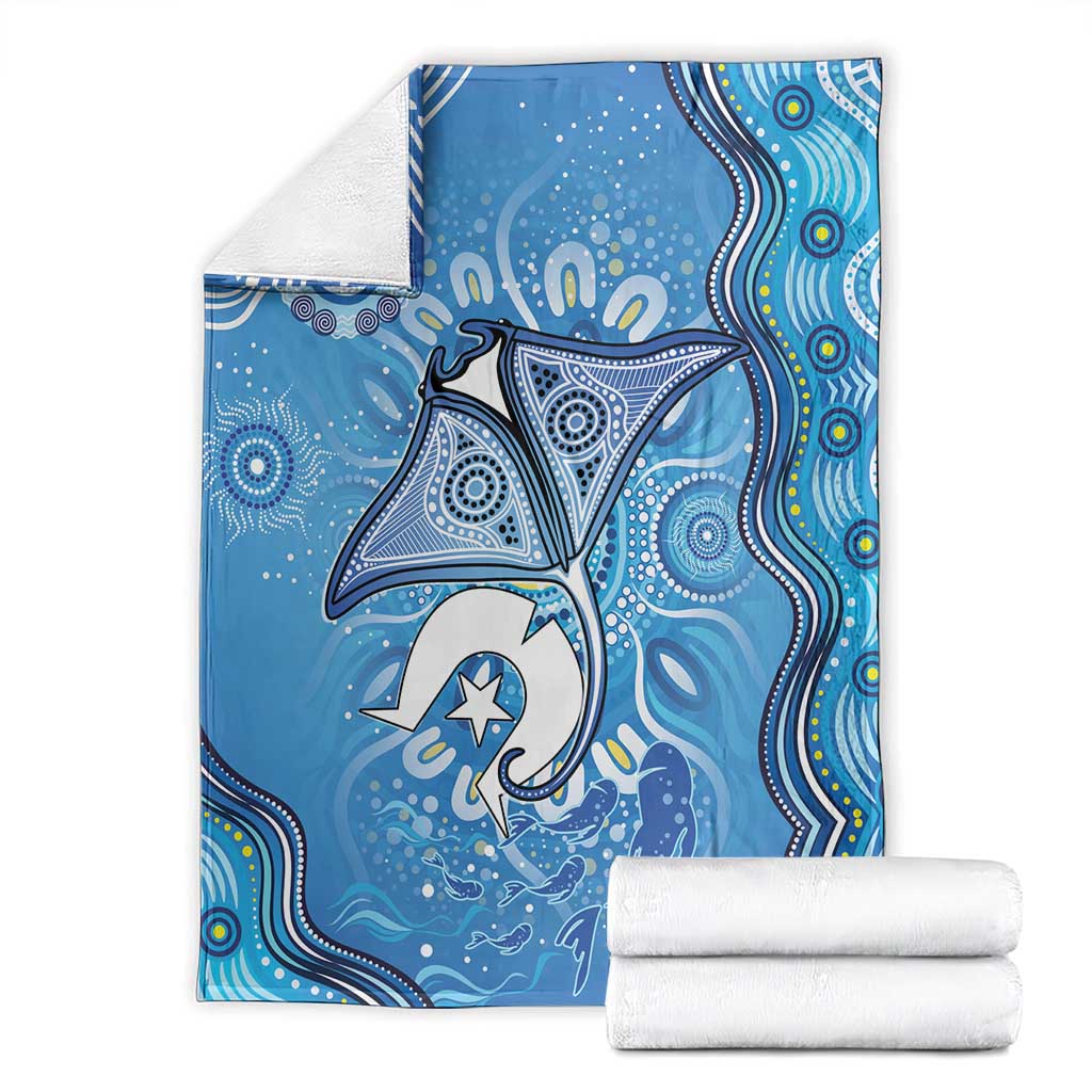 Torres Strait Islander Dhari Stingray Blanket Aboriginal Dot Art Blue Pastel Style