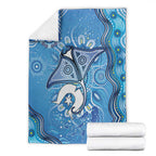 Torres Strait Islander Dhari Stingray Blanket Aboriginal Dot Art Blue Pastel Style