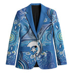 Torres Strait Islander Dhari Stingray Blazer Aboriginal Dot Art Blue Pastel Style