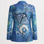 Torres Strait Islander Dhari Stingray Blazer Aboriginal Dot Art Blue Pastel Style