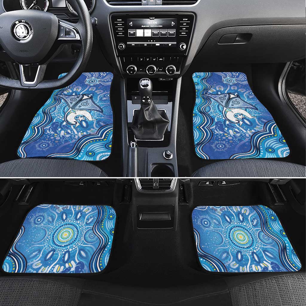 Torres Strait Islander Dhari Stingray Car Mats Aboriginal Dot Art Blue Pastel Style