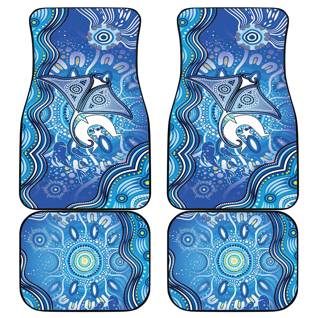 Torres Strait Islander Dhari Stingray Car Mats Aboriginal Dot Art Blue Pastel Style