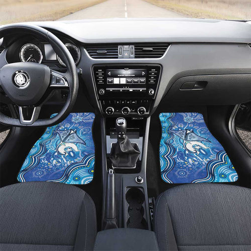 Torres Strait Islander Dhari Stingray Car Mats Aboriginal Dot Art Blue Pastel Style
