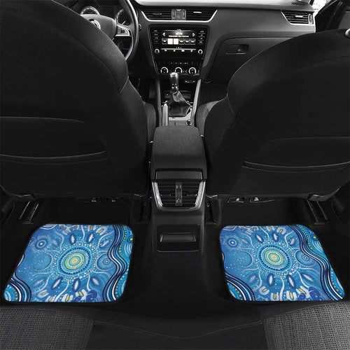 Torres Strait Islander Dhari Stingray Car Mats Aboriginal Dot Art Blue Pastel Style